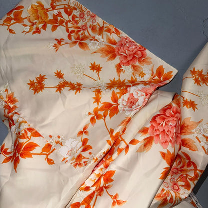 Japanese Kimono Haori Pure Poly Custom Made Daimaru VTG Style Japan Orange
