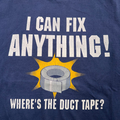 VTG Y2K I Can Fix Anything Wheres The Duct Tape Funny Graphic T Shirt Navy L