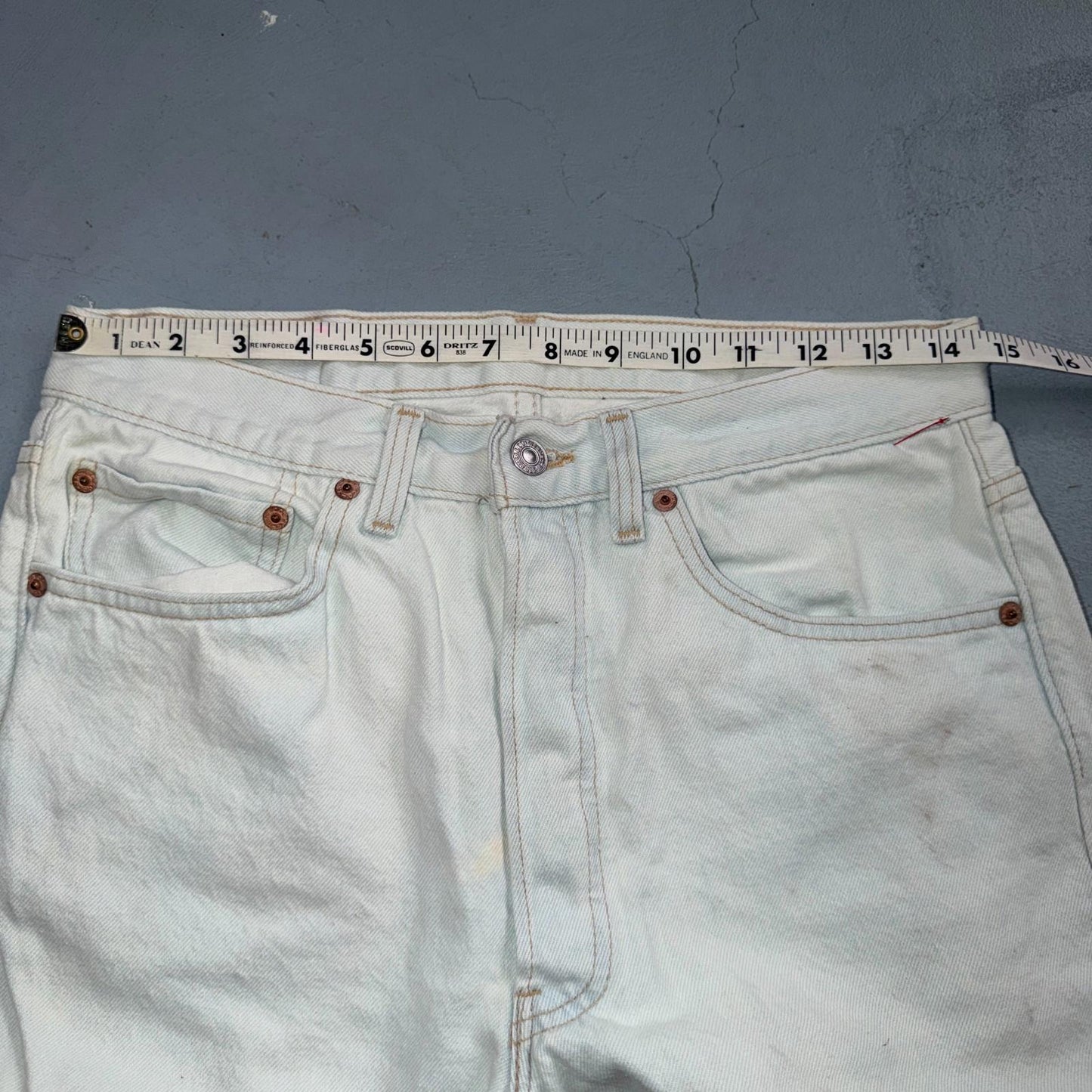Levis 501 Vintage 90s USA XX Straight Leg Jeans Blue Light Wash 31x34 Act 29x33
