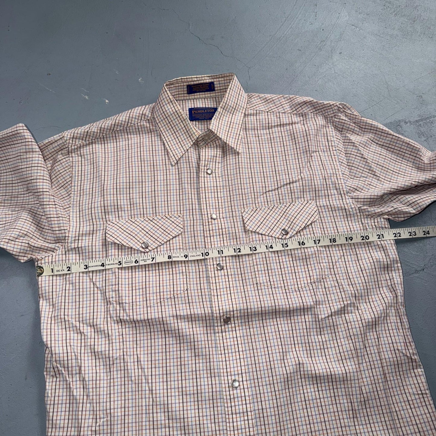 Pendleton Rancher Pearl Snap Western Shirt Men’s M White Plaid Cotton Rancher