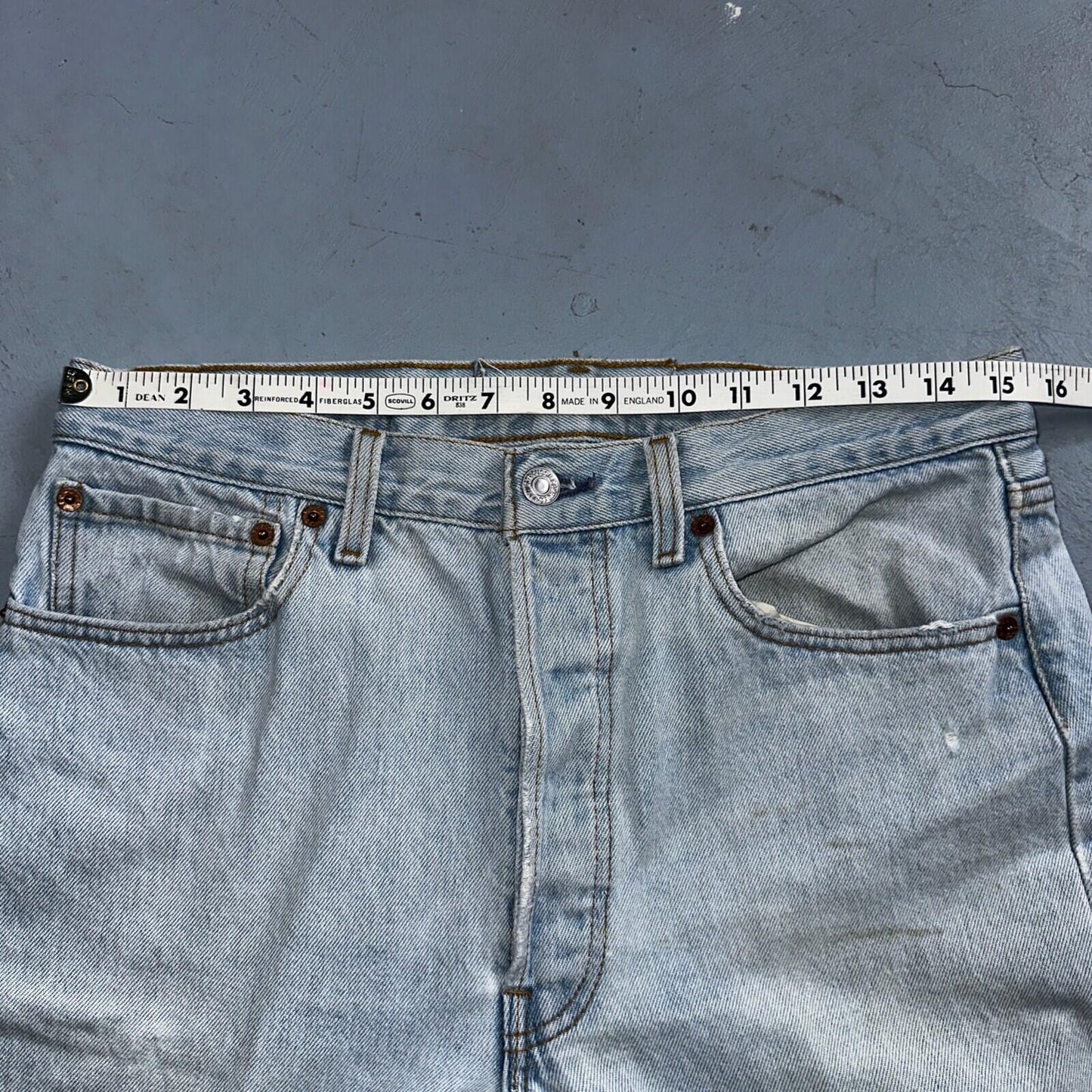 Levis 501 Vintage 90s USA XX Straight Leg Jeans Blue Light Wash 33x34 Act 31x32