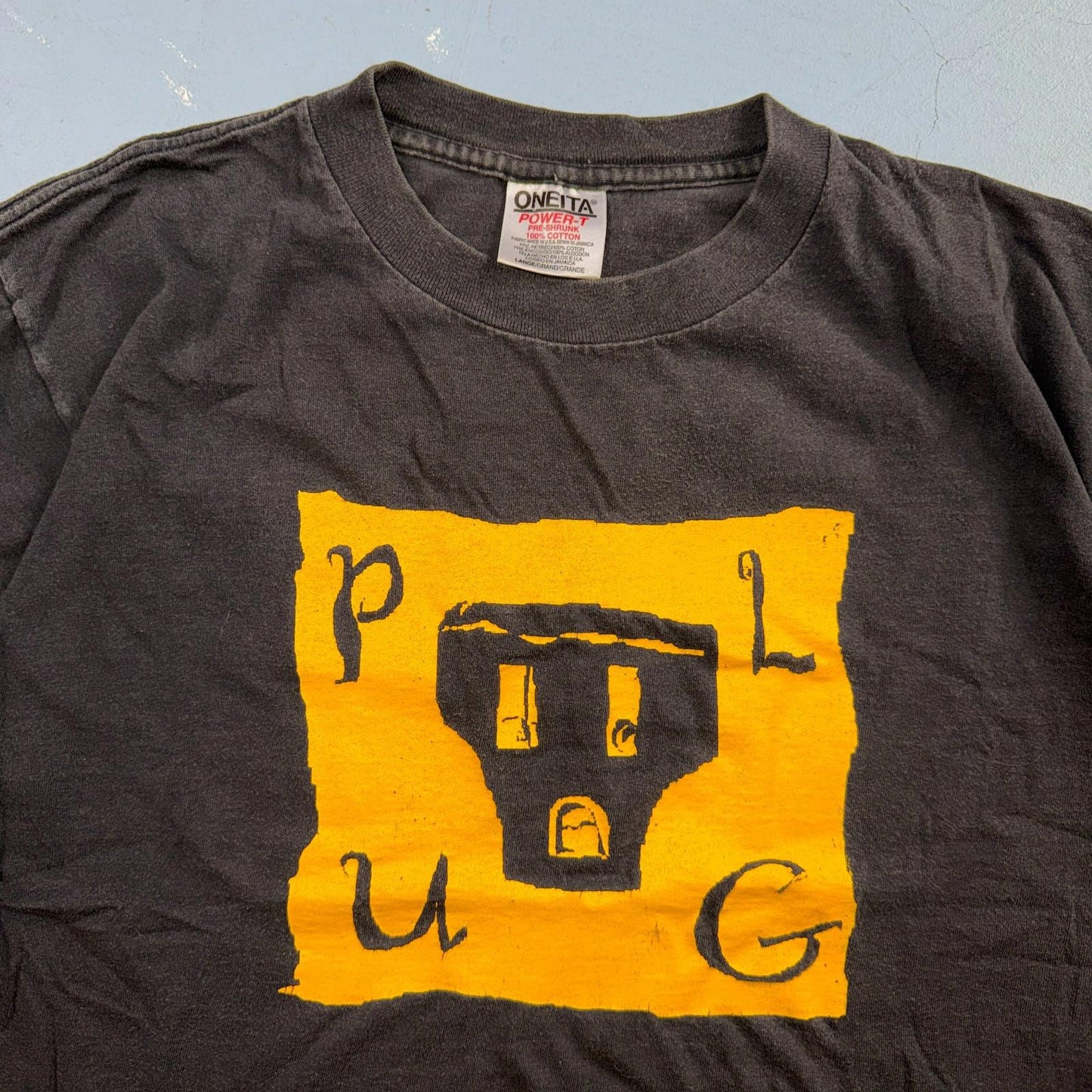 Oneita PLUG Art VTG T Shirt 90s Single Stitch Graphic Music Band Gulp Outlet