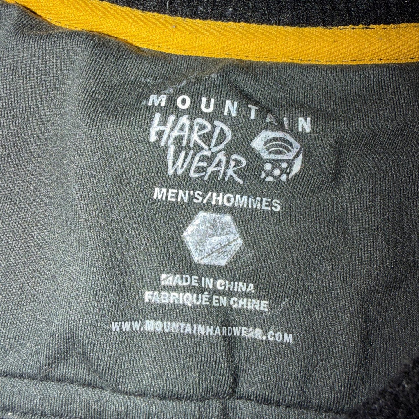 Mountain HardWear Sweater Mens Gray Yellow Striped Crewneck Wool Outdoor