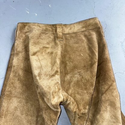 Vintage 1960s Leather Pants 28 Wide Leg Brown Rockabilly 60s Cowboy Suede 27x30