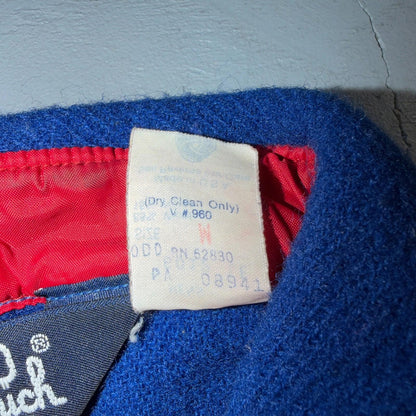 VTG Woolrich Blue Red Basic Plain Wool Flannel Shirt Jacket Men M 70s 80s USA