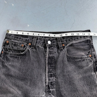 Levis 501 Vintage 90s USA XX Straight Leg Jeans Black Light Wash 32x36 Act 30x27