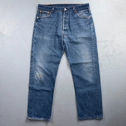 Levis 501 Vintage 90s USA XX Straight Leg Jeans Blue Light Wash 38x32 Act 35x28