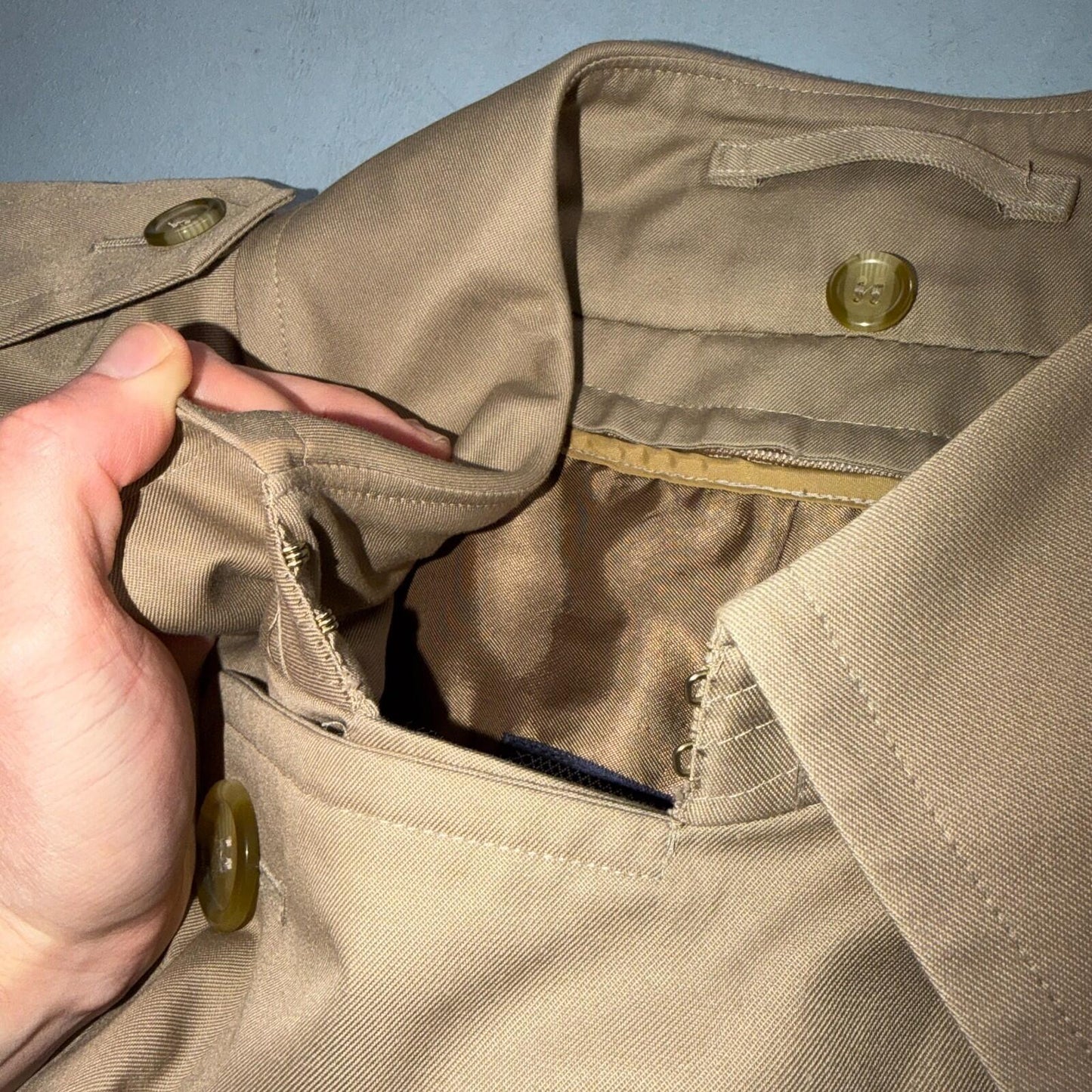 Burberry Mens 42L Trench Coat Jacket Camel Hair Double Breasted Wool Liner VTG