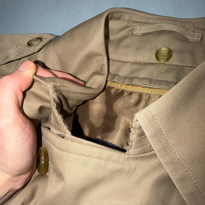 Burberry Mens 42L Trench Coat Jacket Camel Hair Double Breasted Wool Liner VTG