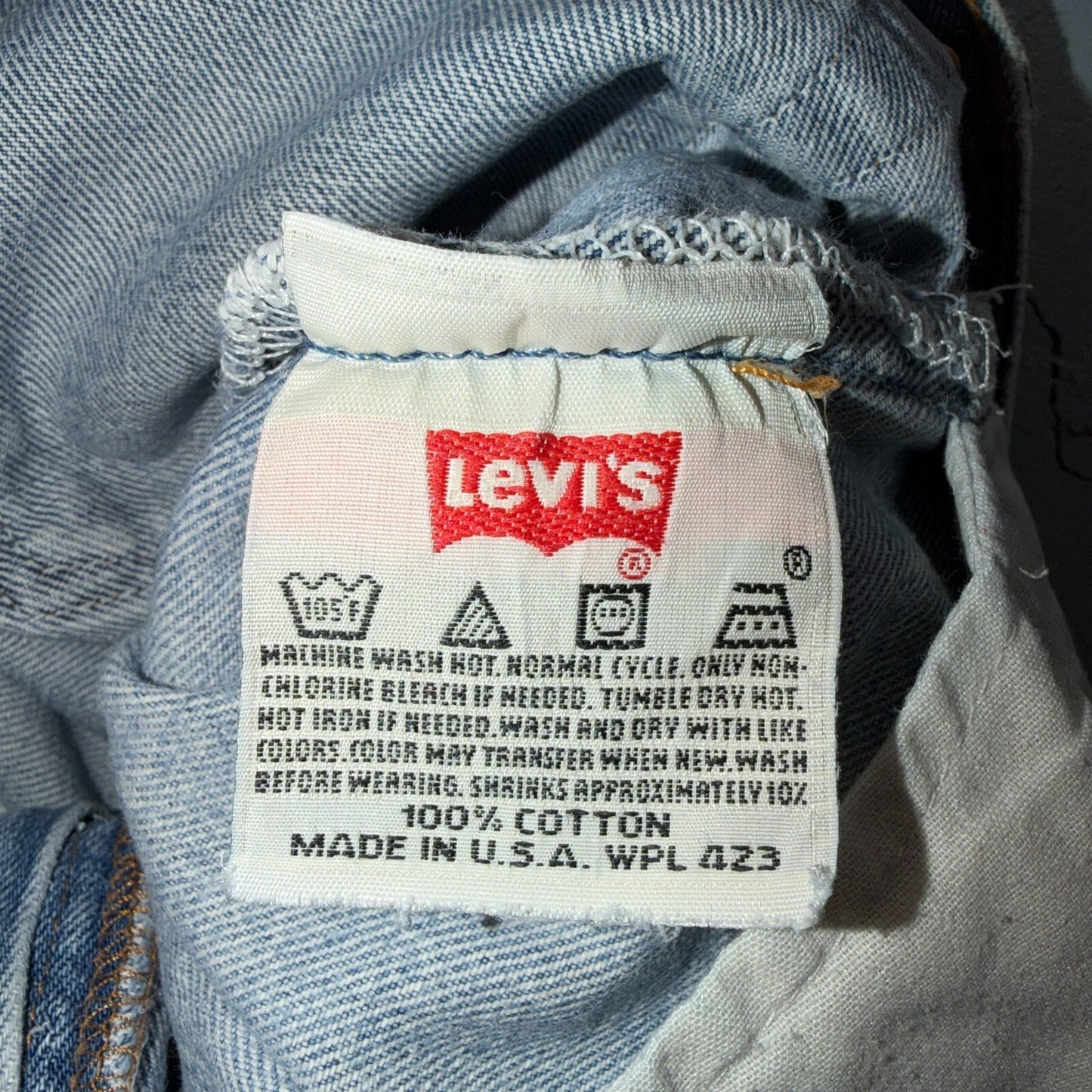 Levis 501 Vintage 90s USA XX Straight Leg Jeans Blue Light Wash 38x38 Act 35x34