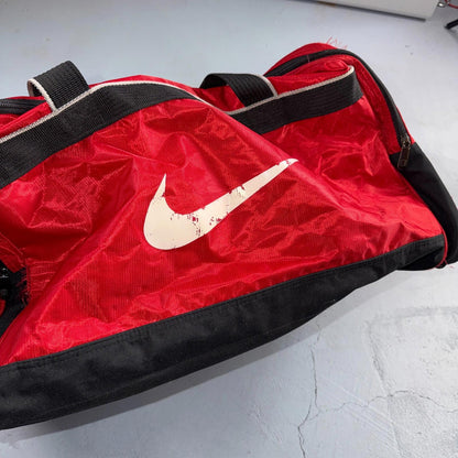 Vintage 1990s NIKE Team Tag Red Large Duffel Bag 90s Gym Classic Travel