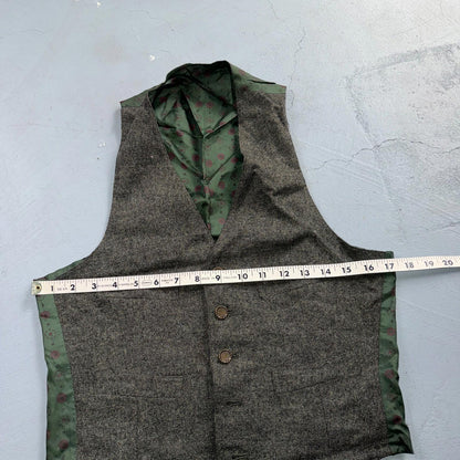 VTG Vest Mens Gray Green Waistcoat Size S 1940s 1950s Double Sided Rare Suit