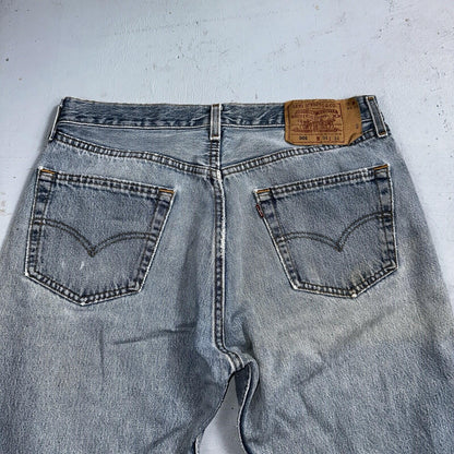 Levis 501 Vintage 90s USA XX Straight Leg Jeans 34x34 Light Wash Act 31x32