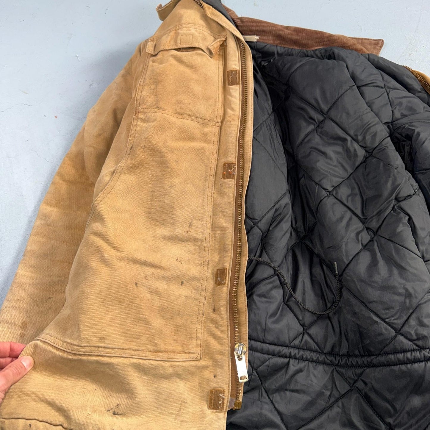 Carhartt Jacket Men's Fits XL Brown Duck Canvas Quilt Blanket Lined VTG Chore