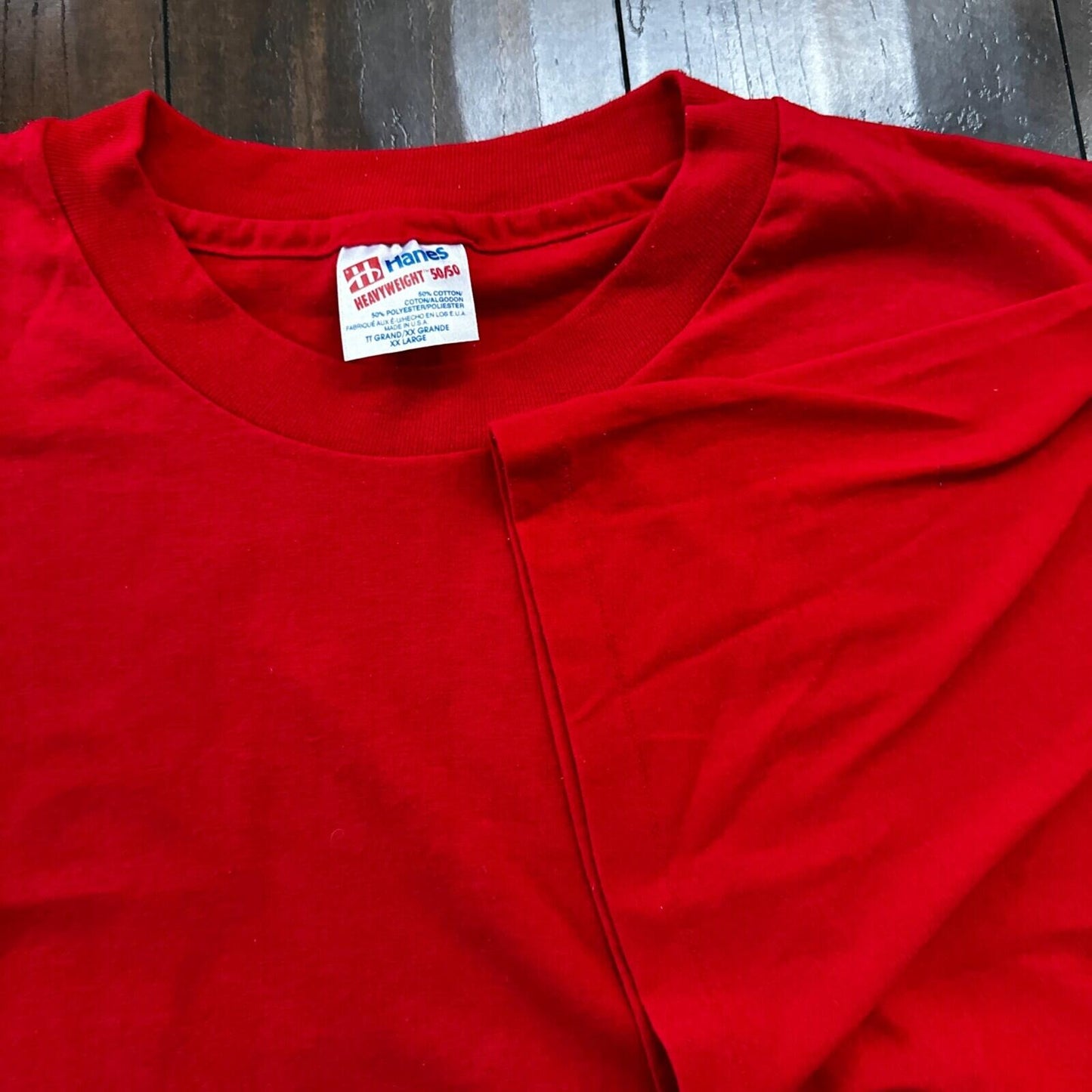 Hanes Blank Red 80s 90s VTG T Shirt Simple Basic Essential Single Stitch Lot Rap