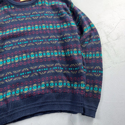 Vintage Loafers Reed St. James Sweater Men L Gray Grandpa Cosby Chunky Knit USA