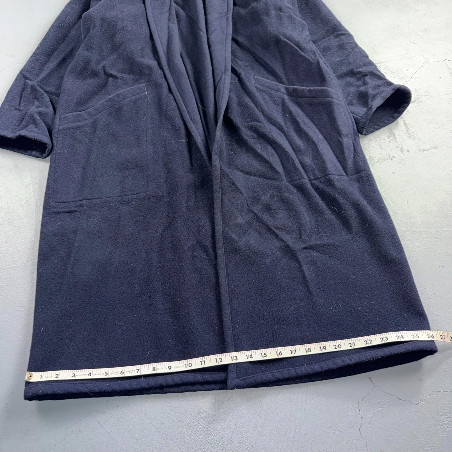 Eileen Fisher Coat Women’s Blue Wool Open Front Oversized Kimono Jacket VTG