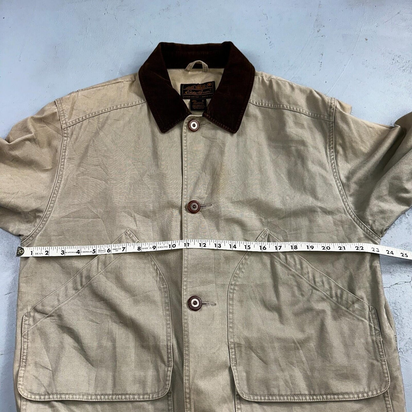 Eddie Bauer Jacket Mens M Tan Brown Chore Barn Field Coat Canvas Outdoor VTG