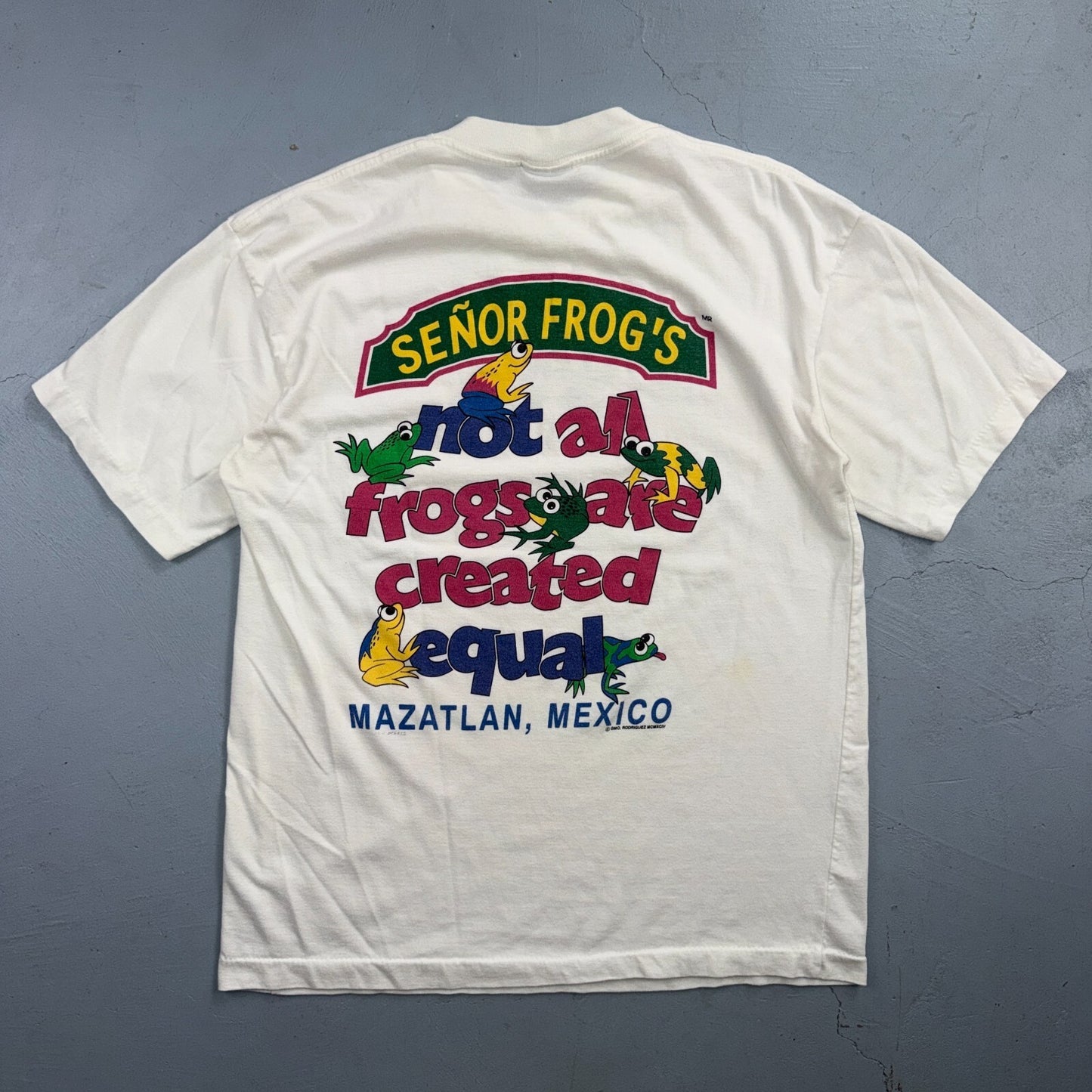 Senor Frogs VTG T Shirt Mexico Travel Club Party Frogs Funny Cute Graphic Colors