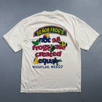 Senor Frogs VTG T Shirt Mexico Travel Club Party Frogs Funny Cute Graphic Colors