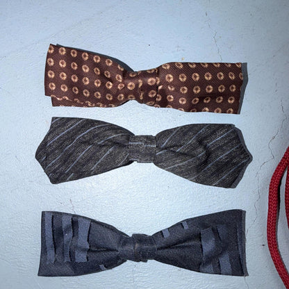 Lot of 7 Vintage 1950s Clip-on Bow Ties MCM Plus Cowboy Ties Silver Classy