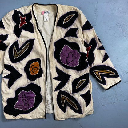 Victor Camarena Vintage 80s Cubist Patchwork Open Front Coat Hipster
