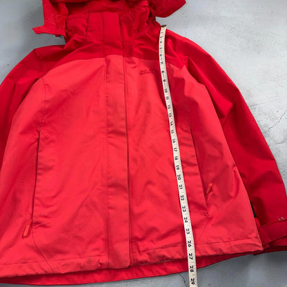 Jack Wolfskin Rain Jacket Womens XL Red Full Zip Windbreaker Outdoors Parka