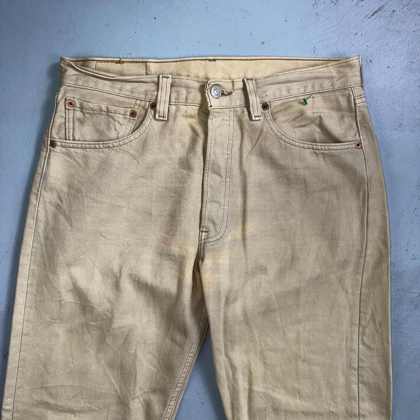 Levis 501 Vintage 90s USA XX Straight Leg Jeans Khaki Light Wash 31x30 Act 31x29