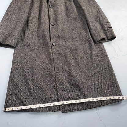 VTG 1950s 1960s Coat Trench Mens Gray Tweed Wool Rockabilly Overcoat Long Duster