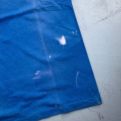 VTG 90s Nike Blank Blue T Shirt Distressed Bleached Grunge Swoosh Tag USA