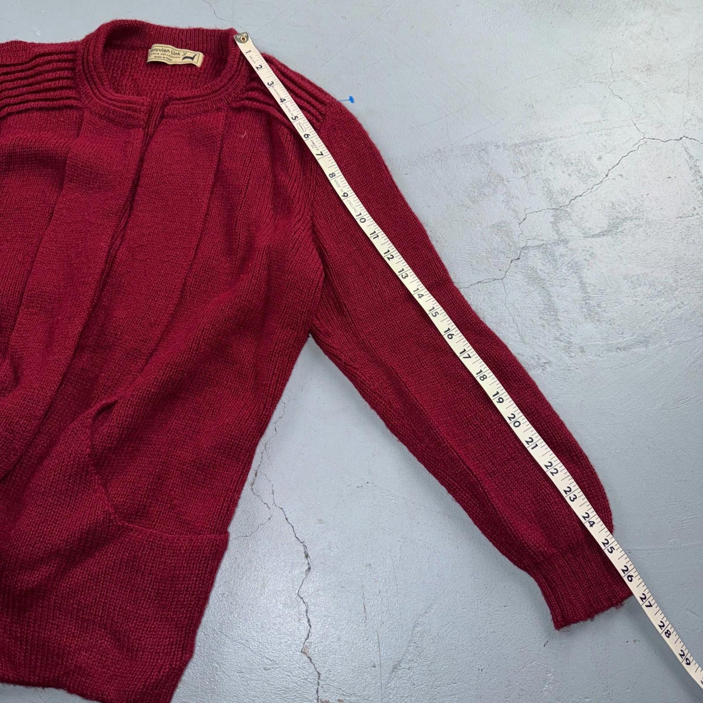 Peruvian Connection Royal Alpaca Women’s Sz. M Open Long Vest Sweater Red