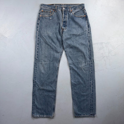 Levis 501 Vintage 90s USA XX Straight Leg Jeans Blue Light Wash 33x32 Act 31x30