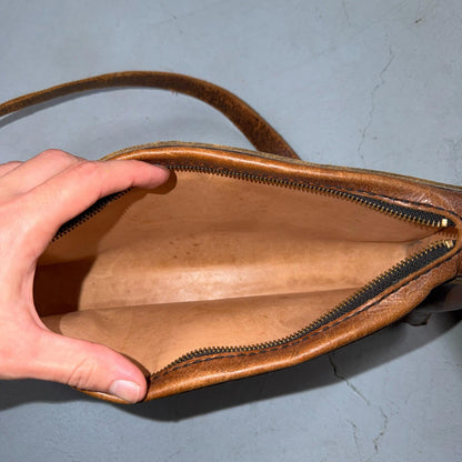 VTG Leather Bag Clutch Western Hand Tooled Leather Purse Saddle Brown Wallet