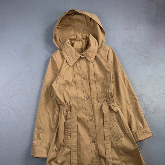 Vintage Nordstrom Trench Coat Womens Size 8 Brown Tan 1980s Long Overcoat Beige