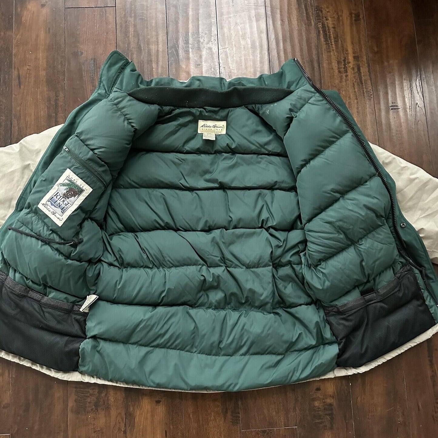 Vtg Eddie Bauer Mens L Goose Down Puffer Jacket Parka Coat Gore Tex Zip 80s 90s