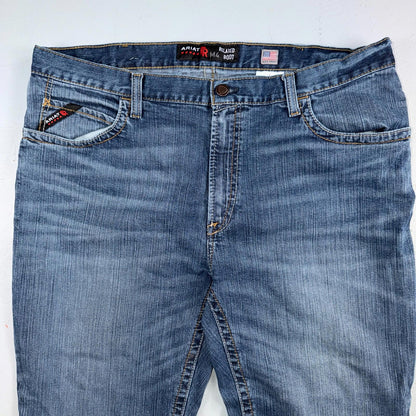 Ariat M4 FR Jeans Mens Blue Flame Resistant Cat 2 Relaxed Boot Cut 42x30 Denim