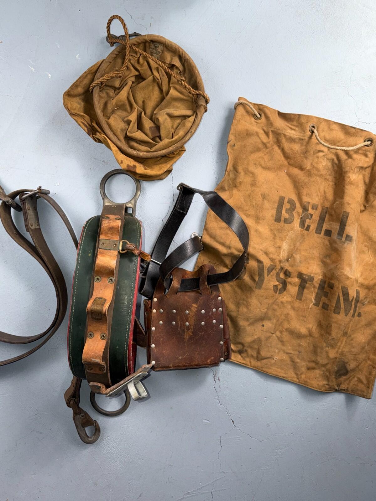 VTG Bell System Telephone Repairman Tool Bag Case Lineman Belt Canvas 50s 60s