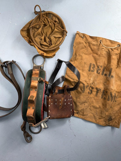 VTG Bell System Telephone Repairman Tool Bag Case Lineman Belt Canvas 50s 60s