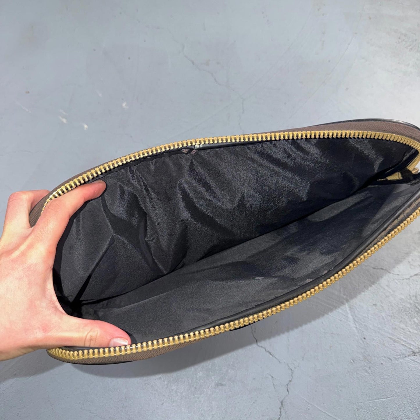 VTG Soft Faux Leather Briefcase Black Zipper Handle Scovill 80s 90s Rare Case