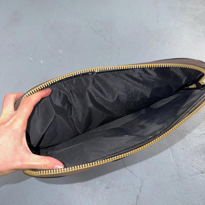VTG Soft Faux Leather Briefcase Black Zipper Handle Scovill 80s 90s Rare Case