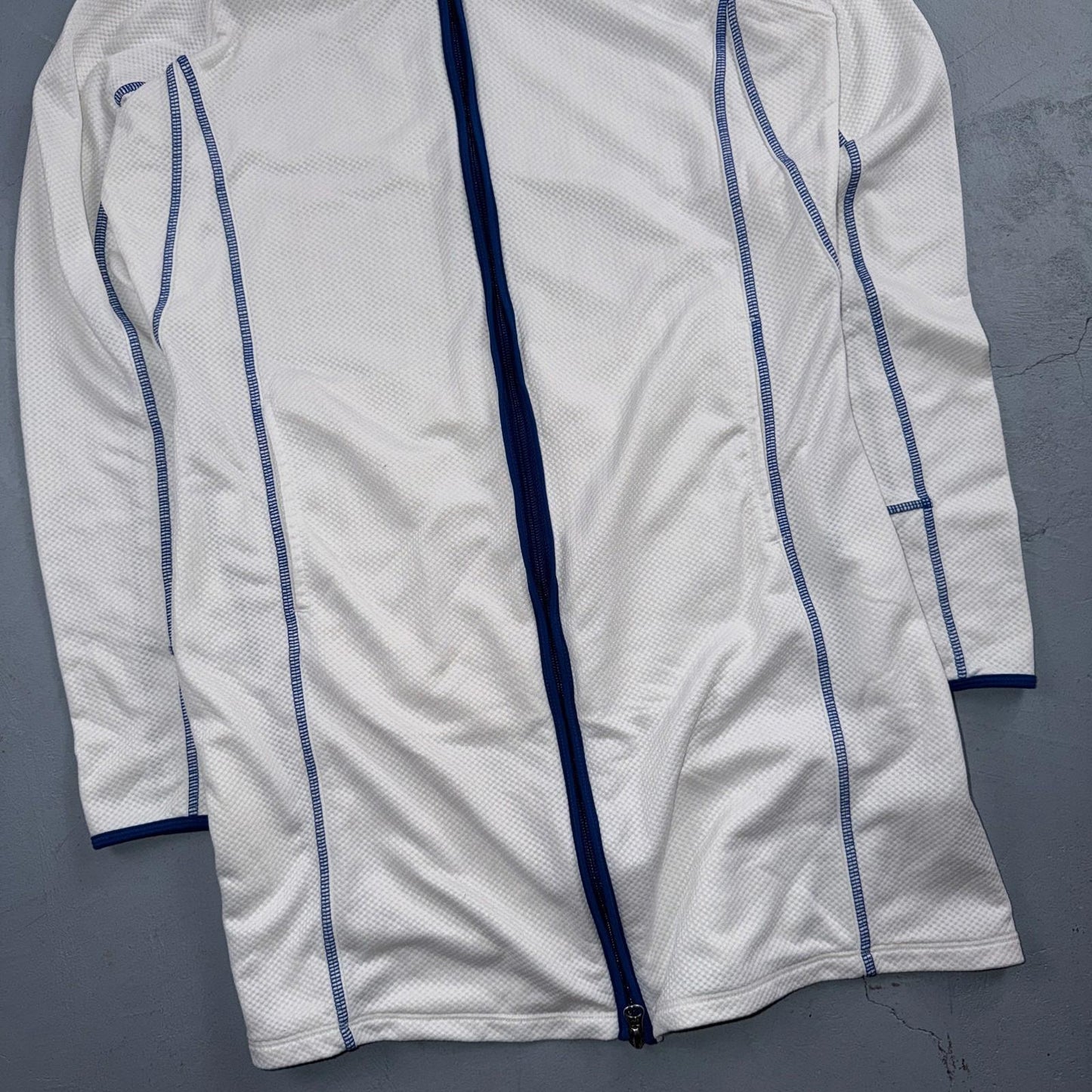 Nike VTG Hoodie Jacket Women’s White Blue Size Medium Full Zip Hooded Logo
