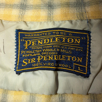Pendleton VTG 1960s Loop Collar Board Shirt Wool Plaid Flannel Shirt Checker