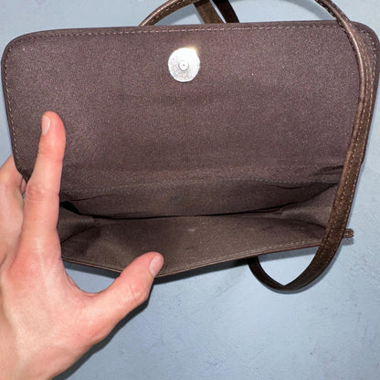 Vintage Fossil Y2K 2000 90's Brown Leather Satchel Shoulder Bag Purse