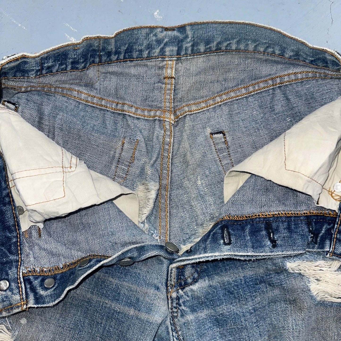 Levis 501 Vintage 70s SS Redline Selvedge USA 66 Jeans Thrashed 31x34 Act 29x30