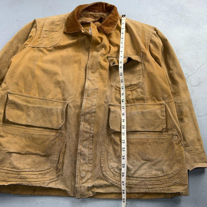 Hinson Bodyguard Men’s Vtg 1940s Hunting Jacket Coat USA Corduroy Trim Brown 46