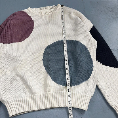 Perry Ellis VTG Atomic Pullover Sweater Womens M Multicolor Abstract Ski Cotton