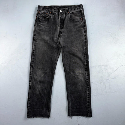 Levis 501 Vintage 90s USA XX Straight Leg Jeans Black Light Wash 32x36 Act 30x27