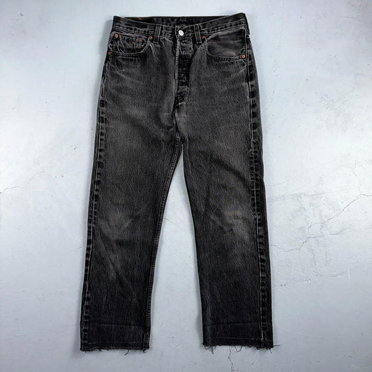 Levis 501 Vintage 90s USA XX Straight Leg Jeans Black Light Wash 32x36 Act 30x27