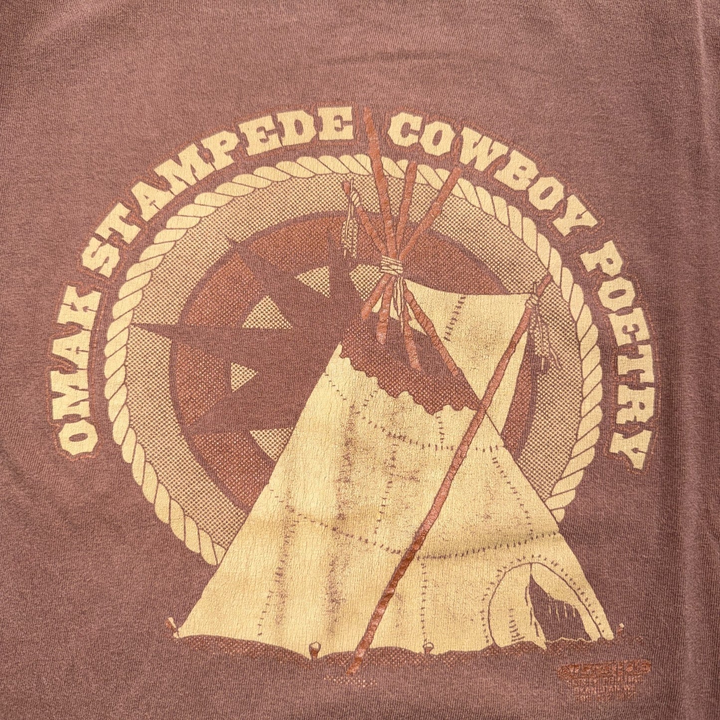 VTG 90s Omak Stampede Cowboy Poetry T Shirt Teepee Western Washington Anvil