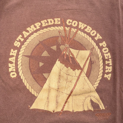 VTG 90s Omak Stampede Cowboy Poetry T Shirt Teepee Western Washington Anvil